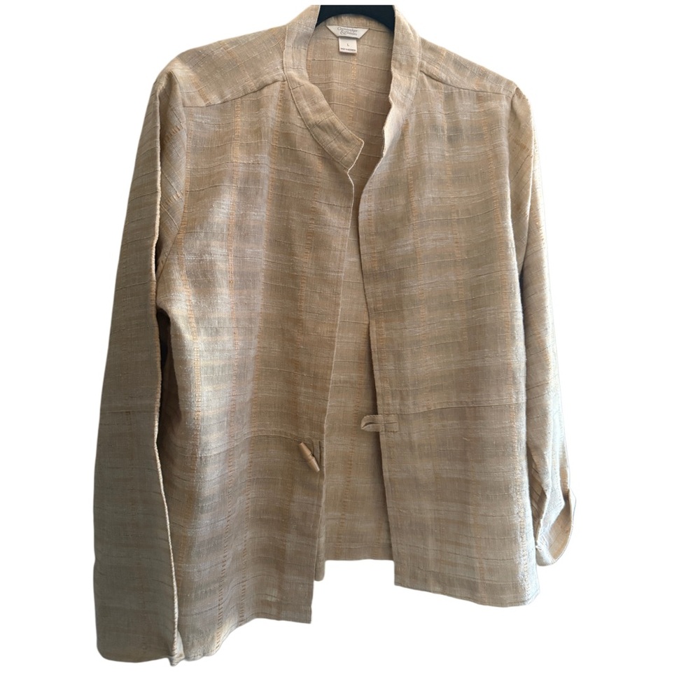Christopher and banks cotton blend lightweight plaid khaki Tan Women's Jacket L